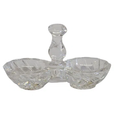 Pre-owned Baccarat Swirl Bambous Double Dish In Gray