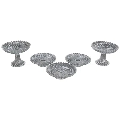Pre-owned Baccarat Swirled Crystal Pedestal Serving Stand Set In Gray