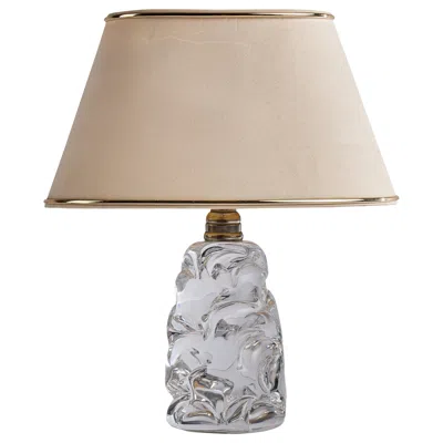 Pre-owned Baccarat , Table Lamp, Glass, Brass, Fabric, France, 1950s In Beige