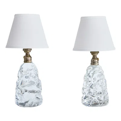 Pre-owned Baccarat , Table Lamps, Glass, Metal, France, 1950s In Transparent