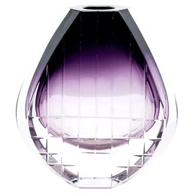 Pre-owned Baccarat Thomas Bastide Geometric Vase Violet Clear Crystal Glass, France In Purple