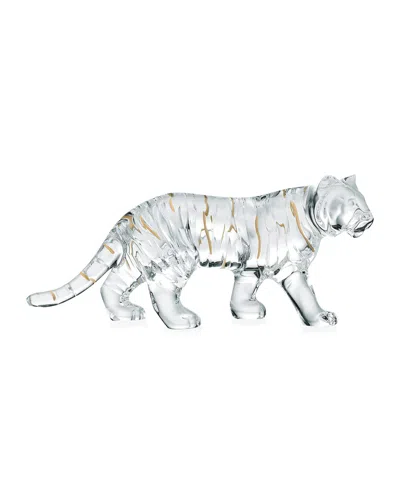 Baccarat Tiger Figurine In Clear20k Gold
