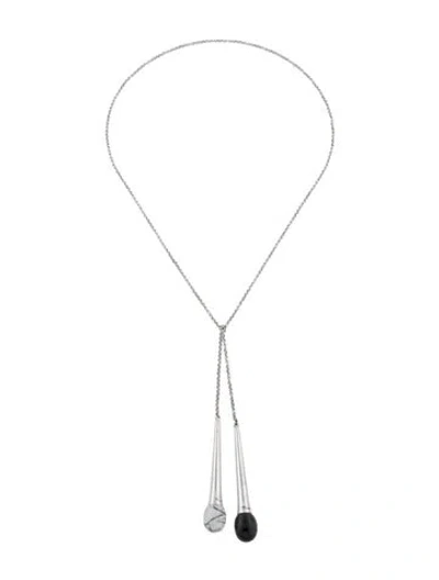 Pre-owned Baccarat Tourmalinated Quartz & Crystal 'tentation' Duo Lariat Necklace, 28" In Multi