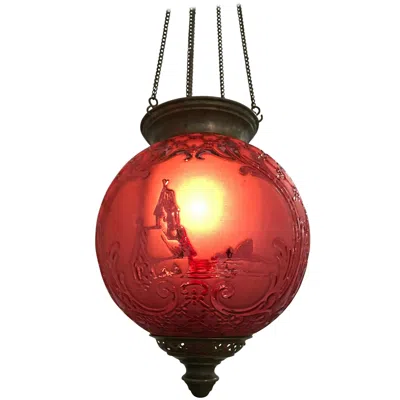 Pre-owned Baccarat Two Art Nouveau Candle Lantern By , France, Circa 1890-1920 In Gold