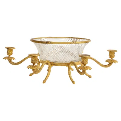Pre-owned Baccarat Unusual 19th Century French Ormolu Mounted Crystal Centerpiece Or Candelabra In Gold