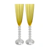 Baccarat Vega Flutissimo Topaz Flute Champagne Glass 2811803 - Set Of 2 In Amber / Champagne