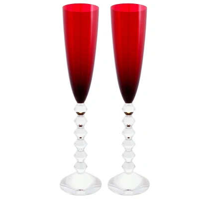 Baccarat Vega Ruby Flutissimo Champagne Flute 2811806 - Set Of 2 In Red