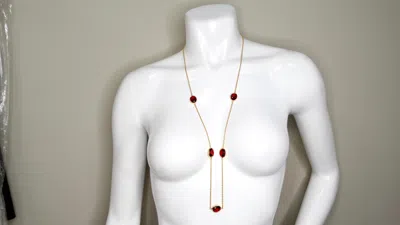 Pre-owned Baccarat Vermeil 18k Gold Plated Sterling Silver Red Crystal Chain Link Necklace
