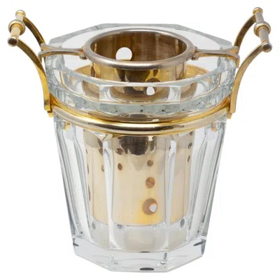 Pre-owned Baccarat Vintage French  Gold Plated Champagne Wine Cooler With Original Liner