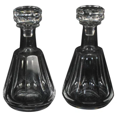 Pre-owned Baccarat Vintage Pair Of Harcourt Talleyrand Decanters By  Mid 20th Century In Black