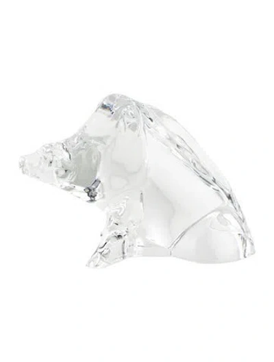 Pre-owned Baccarat Wild Boar Crystal Figurine In Clear