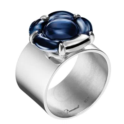 Baccarat Women's B Flower Silver Crystal Ring 2803711 In Blue