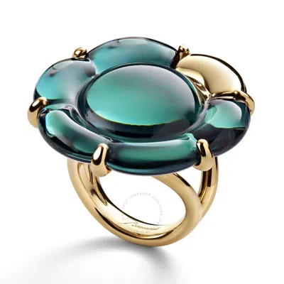 Baccarat Women's B Flower Vermeil Green Crystal Ring 2807623 In Gold-tone