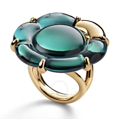 Baccarat Women's B Flower Vermeil Green Crystal Ring 2807624 In Gold