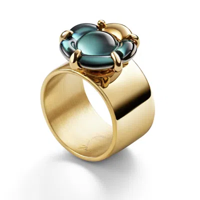 BACCARAT BACCARAT 'B FLOWER' RING TEAL GREEN CRYSTAL SIZE 5 2807627