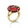 BACCARAT BACCARAT WOMEN'S B FLOWER VERMEIL RED CRYSTAL RING 2807657