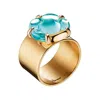 Baccarat Women's B Flower Vermeil Turquoise Crystal Ring 2806986 In Gold Tone