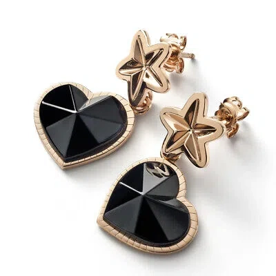 Pre-owned Baccarat Women's Etoile Mon Coeur Vermeil Black Crystal Earrings 2812901