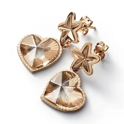 Pre-owned Baccarat Women's Etoile Mon Coeur Vermeil Gold Crystal Earrings 2812899