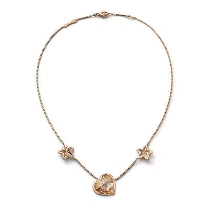 Pre-owned Baccarat Women's Etoile Mon Coeur Vermeil Gold Crystal Necklace 2812891