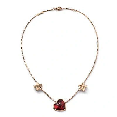 Pre-owned Baccarat Women's Etoile Mon Coeur Vermeil Gold Crystal Necklace 2813111