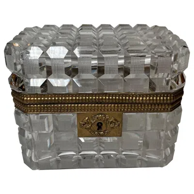 Pre-owned Baccarat Wonderful French Ormolu Mounted Cut Crystal Bronze  Casket Jewelry Box In Gold