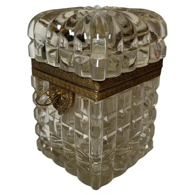 Pre-owned Baccarat Wonderful French Ormolu Mounted Cut Crystal Bronze  Casket Jewelry Box In Gold
