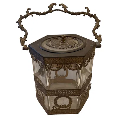 Pre-owned Baccarat Wonderful French Ormolu Mounted Glass Bronze  Jar Casket Jewelry Box In Gold
