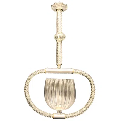 Pre-owned Baccarat Wonderful Mid-century Modern Bell Art Glass Pendent  Chandelier Lantern In Gold
