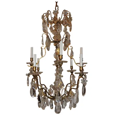 Pre-owned Baccarat Wonderful Signed  French Dore Bronze Eight-light Crystal Chandelier In Gold