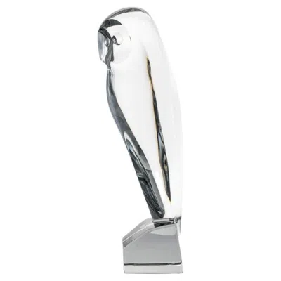 Pre-owned Baccarat Xl  Crystal Glass Owl Sculpture, France In Gray