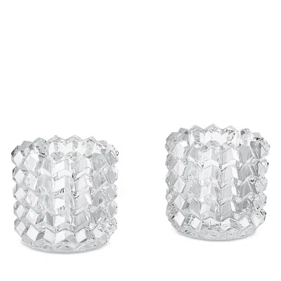 Baccarat Zig Zag Votives Candle Holders, Set Of 2 In Silver