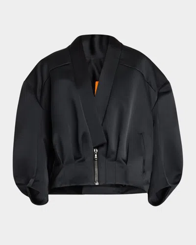 Bach Mai Sculpted Back Bomber Jacket In Black Moire