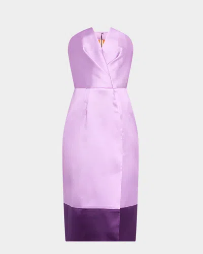 Bach Mai Folded Bustier Column Wrap Dress In Lilac Orchid