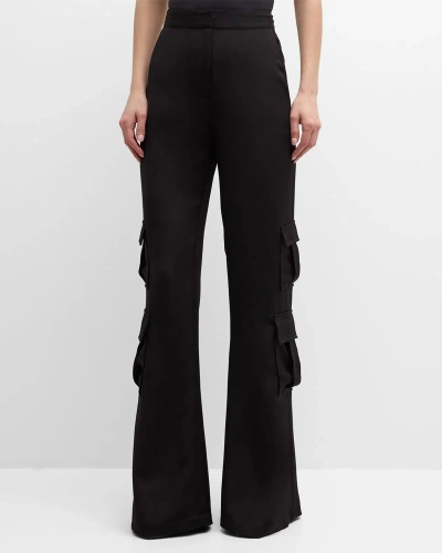 Bach Mai High-rise Bootcut Silk Elongated Utility Trousers In Black Silk Crepe
