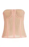 Bach Mai Lace-up Silk-blend Mesh Bustier In Multi