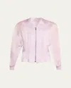 Bach Mai Nipped Waist Sheer Silk Bomber Jacket In Lavender