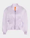 Bach Mai Nipped Waist Sheer Silk Bomber Jacket In Lavender