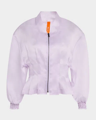 Bach Mai Nipped Waist Sheer Silk Bomber Jacket In Lavender