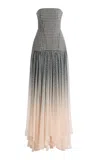 Bach Mai Ombré Plaid Wool-silk Corset-laced Gown In Gray