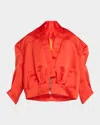 Bach Mai Sculpted Back Bomber Jacket In Cayenne