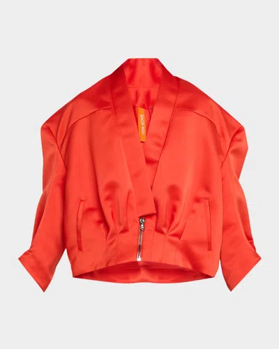 Bach Mai Sculpted Back Bomber Jacket In Red