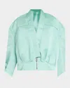 Bach Mai Sculpted Back Bomber Jacket In Celadon
