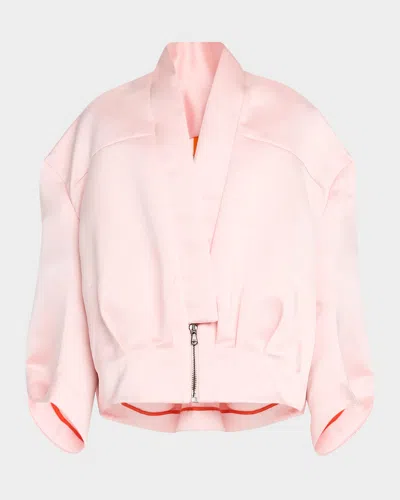 Bach Mai Sculpted Back Bomber Jacket In Ice Pink