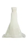 Bach Mai Strapless Silk Gown With Full Train In Multi