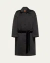 Bach Mai Velvet Tie-back Oversized Lab Coat In Black