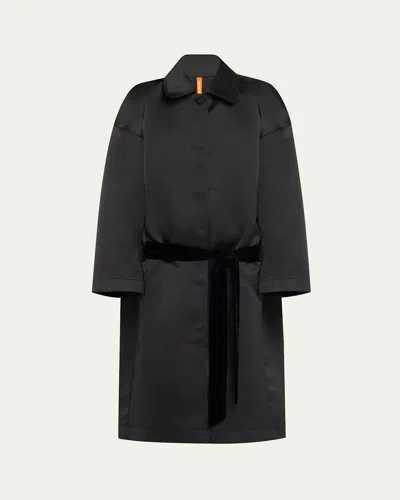 Bach Mai Velvet Tie-back Oversized Lab Coat In Black