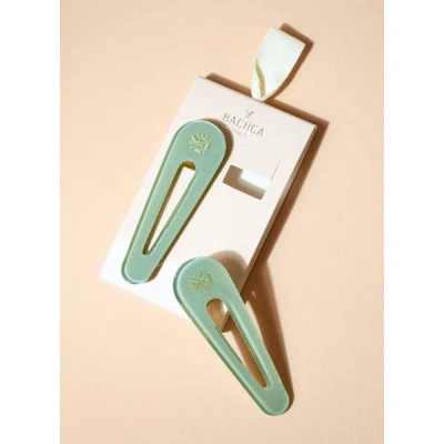 Bachca Two Hair Clips In Green