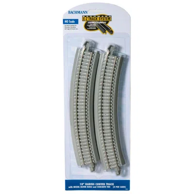 Bachmann 18 In. Ho Scale Radius Concrete Tie Curved E-z Track, Pack Of 4