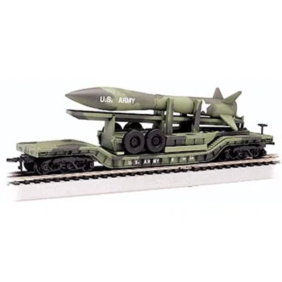 Bachmann Flatcar Olive Drab Military With Missile In Green